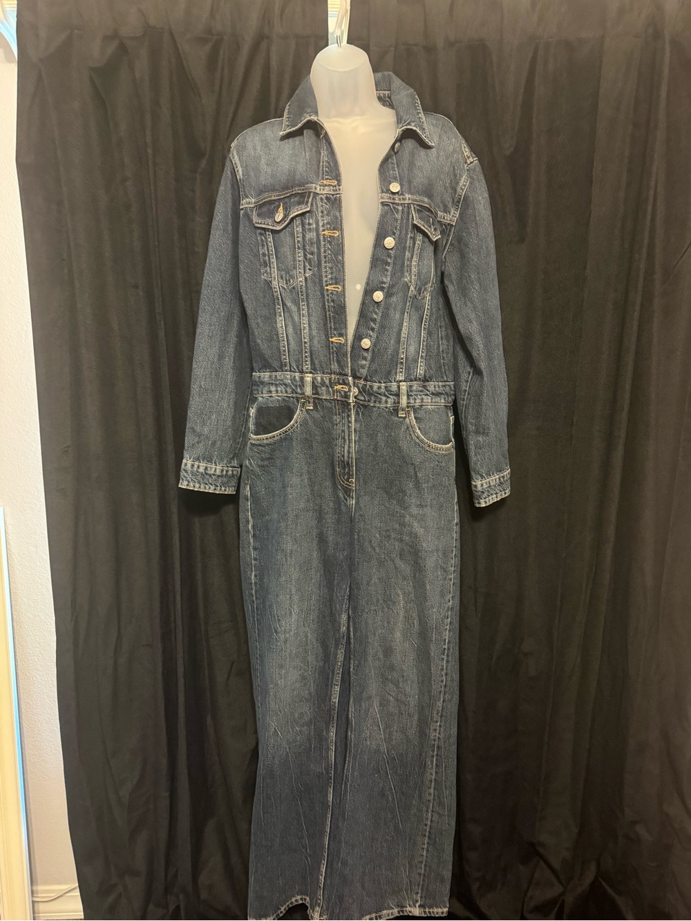 Zara Classic Blue Denim Jumpsuit Jacket for Women